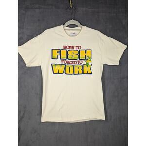 Vintage Hanes Born To Fish Forced To Work T-Shirt Large NOS